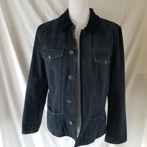 Liz Wear Black Jean Jacket Nazy Blue Velvet Collar